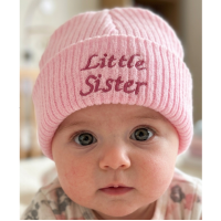 KW113: Baby Embroidered Little Sister Knitted Hat (Newborn -3 Months)
